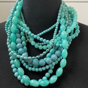 Turquoise beaded multi strand necklaces